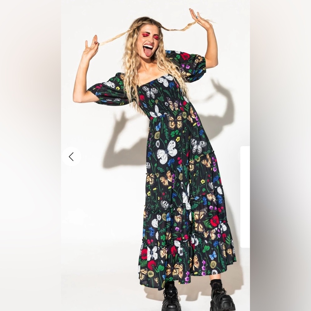 Dressed in Lala Folklore Fairy Smocked Dress Size S | Maxi Dress w Pockets